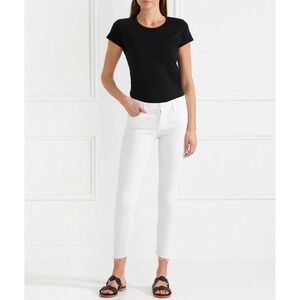 MOTHER Looker Ankle‎ Fray White Jeans Women's Size 28 Cotton Lyocell Blend